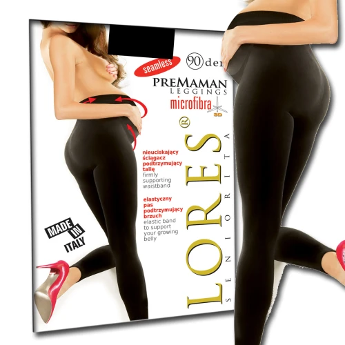 Legginsy ciążowe z mikrofibry 3D Premaman 90 den Lores Katowice Mirella GoldenMirella nero.jpg